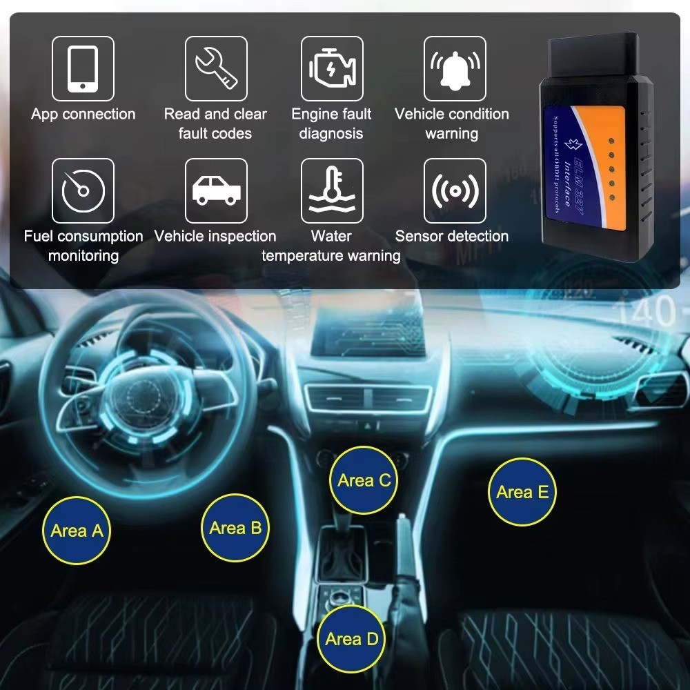 ELM327 V2.1 OBD2 Scanner Bluetooth Car Diagnostic Tool For Android /IOS Code Rea