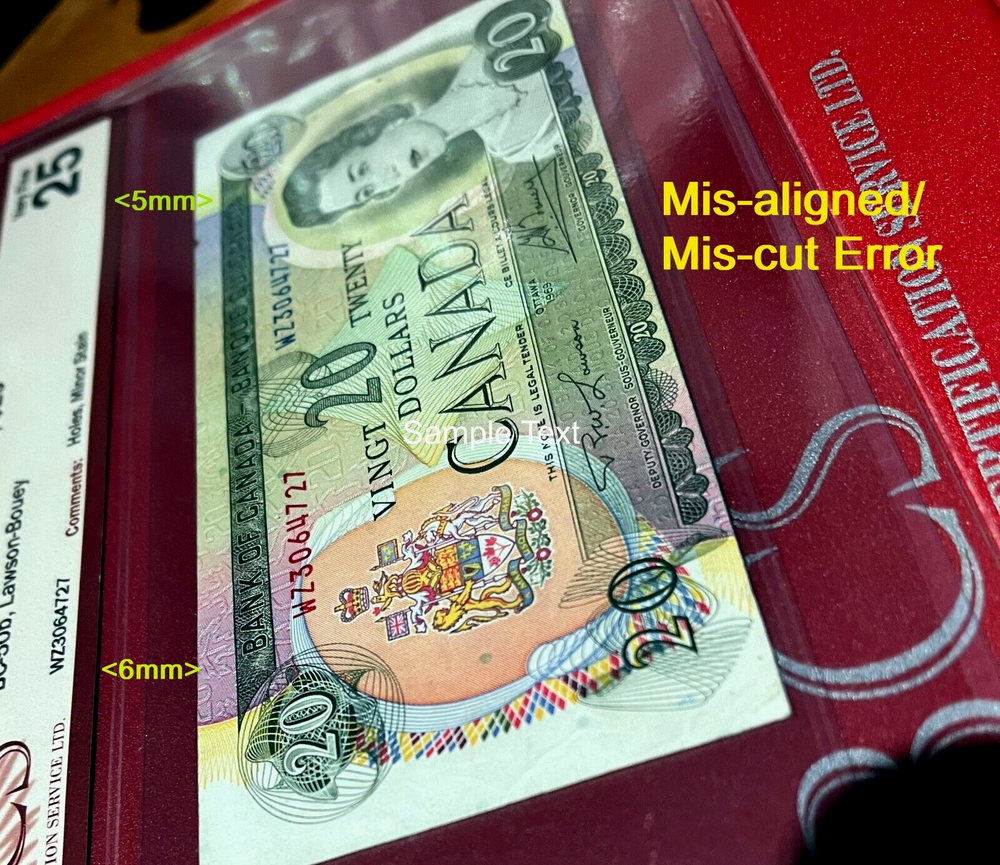 MISCUT/MIS-ALIGNED 1969 $20-BCS Certification Very Fine BC-50b
