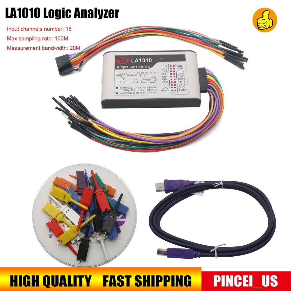 LA1010 Logic Analyzer USB2.0 16M 16CH 10G MCU ARM FPGA DSP Debugging Tools pe66
