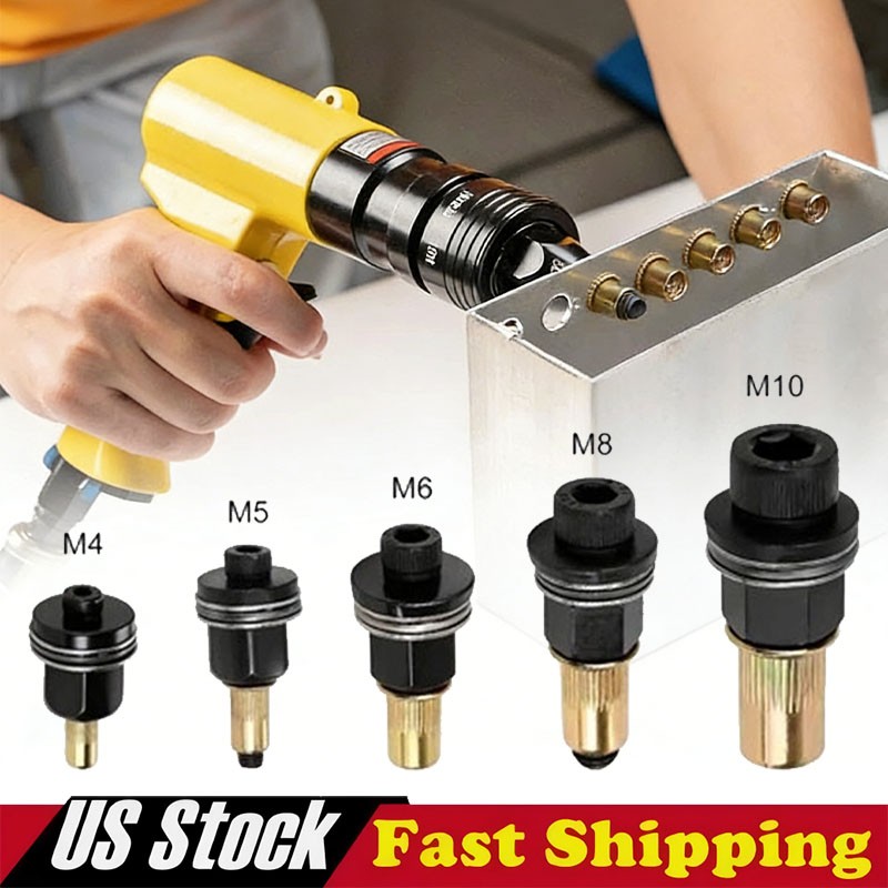5Pcs Manual Rivet Nut Tool Adapter Carbon Steel Flat Head Threaded Insert Nuts