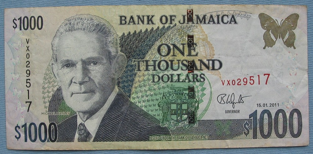 Jamaica 2011 $1000 Dollars Banknote & 2012 $500 (notes bills)