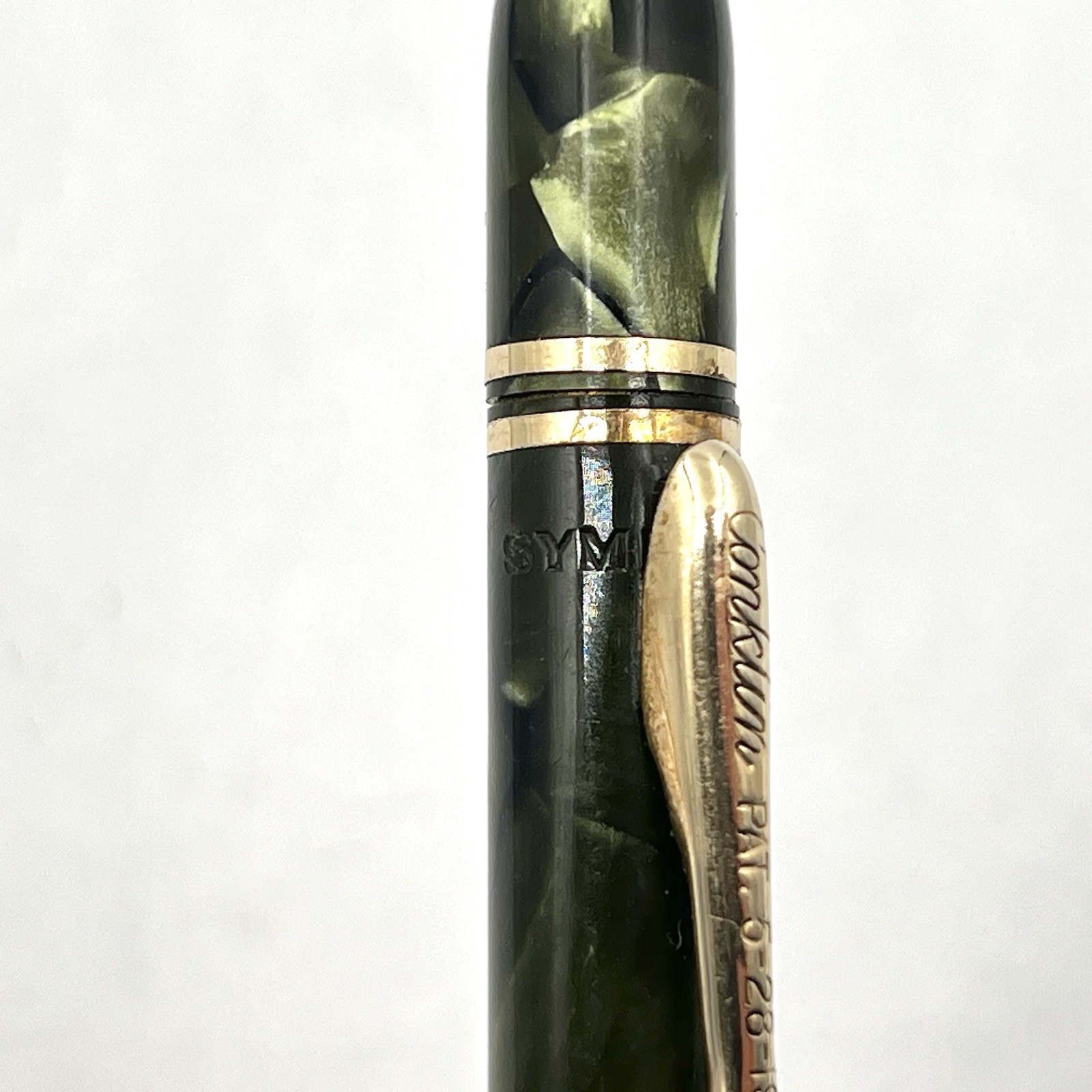 VTG Conklin Symetrik Green Marble Gold Trim 5-1/8" Twist Pencil