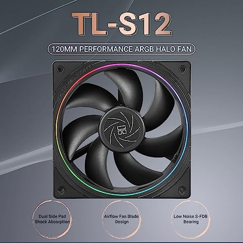 TL-S12 120mm Silent CPU Fan, Computer Case Cooler, ARGB Thin TLS12