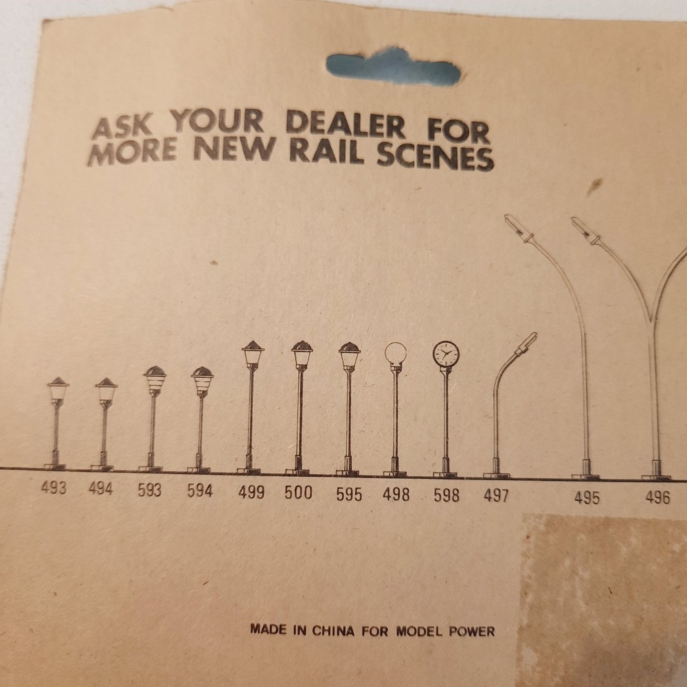 2 Model Power HO Scale #493 3 Pack Brass Lighted Lamp Posts Handcrafted NOS