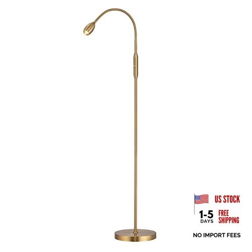 O’Bright Ray – Adjustable LED Beam Floor Lamp, Dimmable and Antique Brass