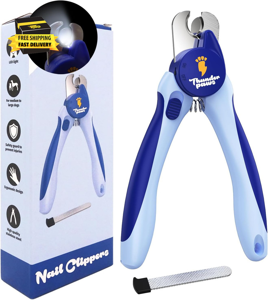 LED Dog Nail Clippers with Light, Trimmers with Protective Guard, Quick Sensor,
