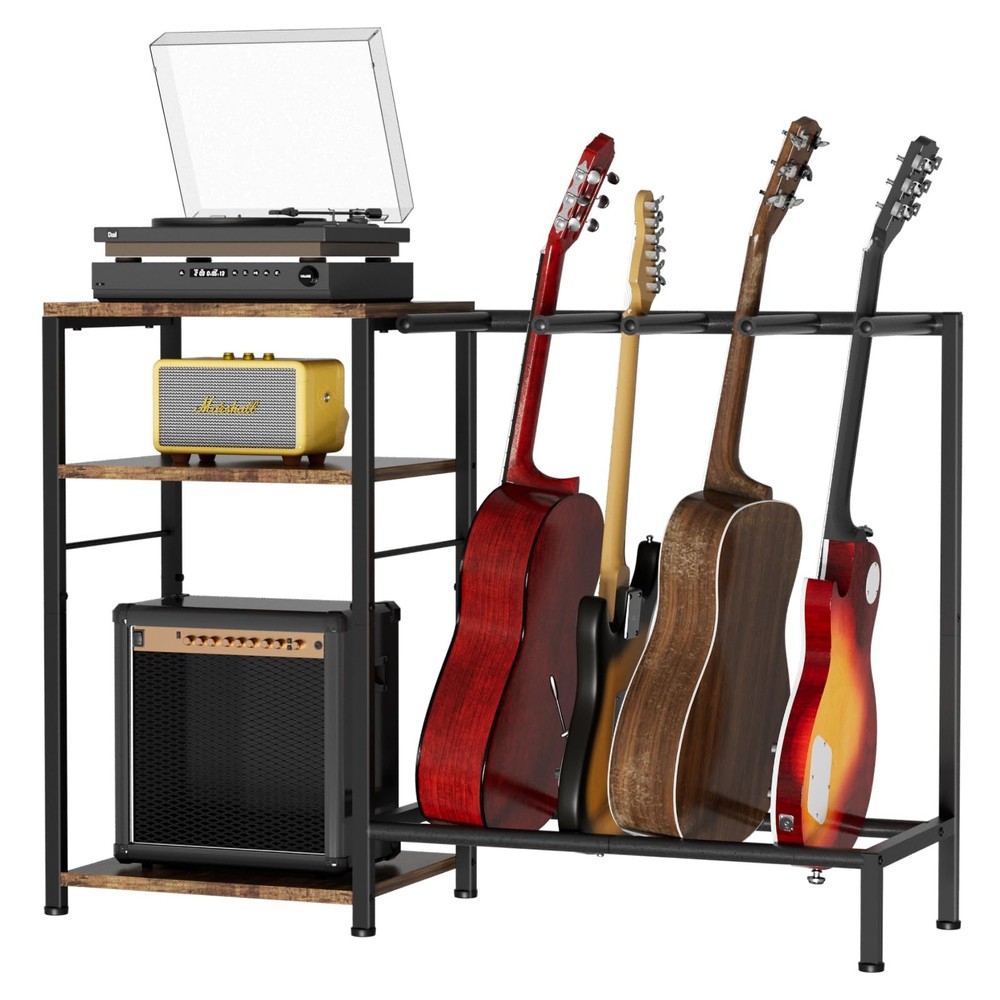 Guitar Stand for 4 Guitars, Adjustable Multiple Guitars Rack with Soft-Padded...