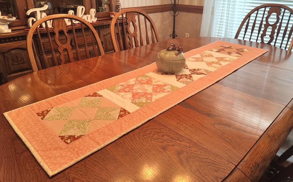 Harvest Second Spring Cinnamon & Cream Fall Handmade Table Runner Quilt