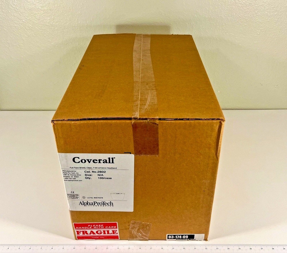 100/case Coverall Full Face Shield, Alpha ProTech 2802, Clear, 7 Mil