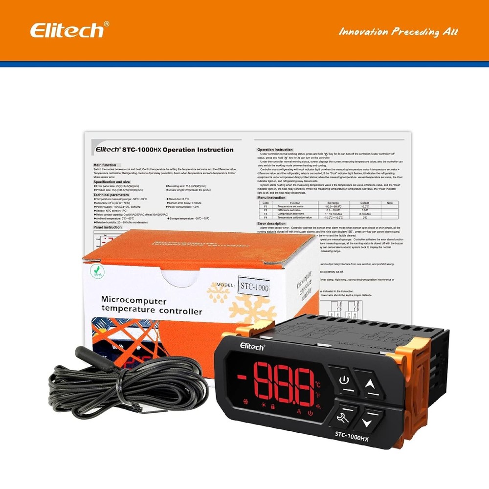 Elitech STC-1000HX Temperature Controller ℉⇋℃ Fahrenheit Celsius Switchable Orig