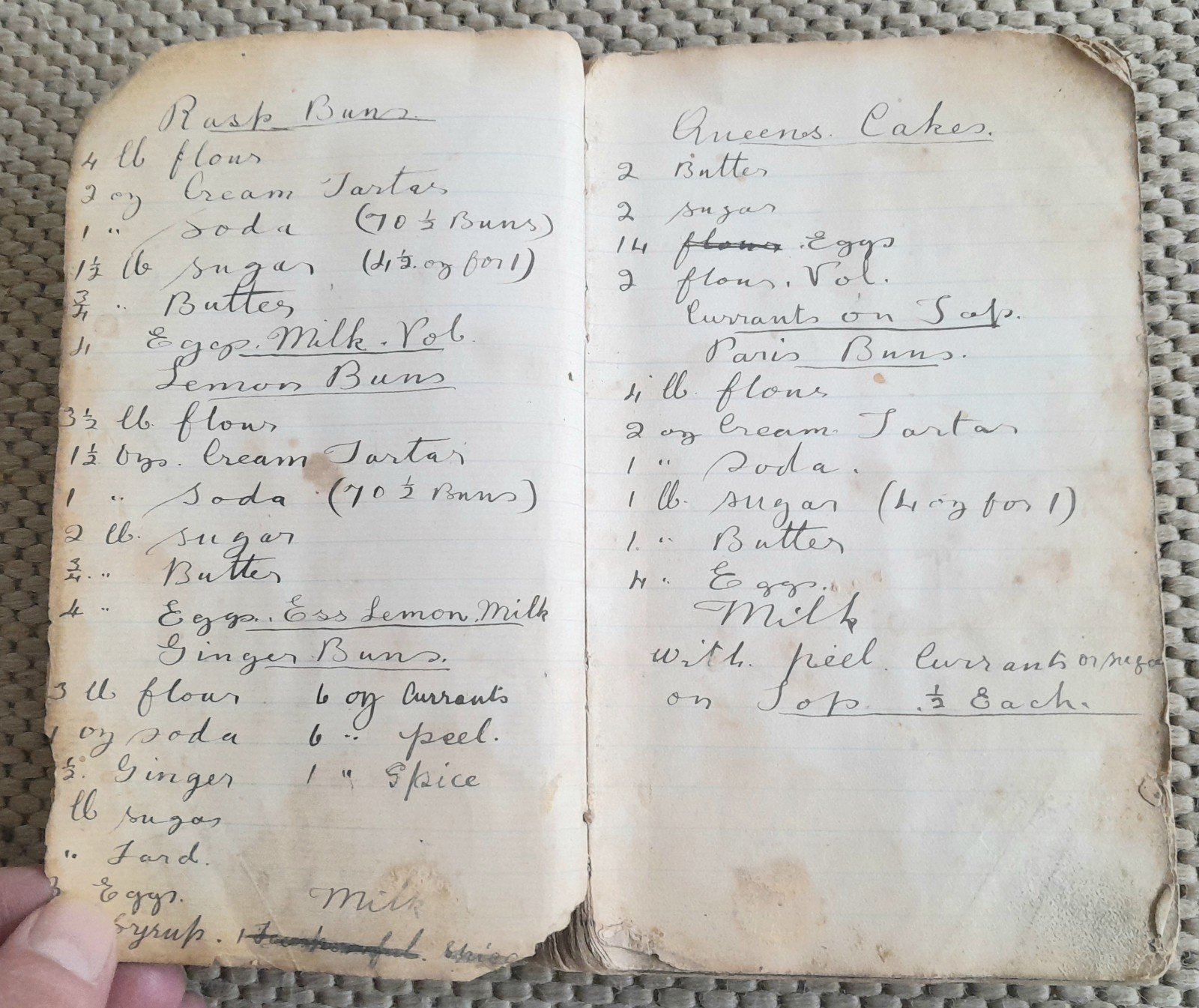 ANTIQUE HANDWRITTEN COOKERY RECIPE NOTEBOOK OF SWEET & SAVOURY DISHES, c1900