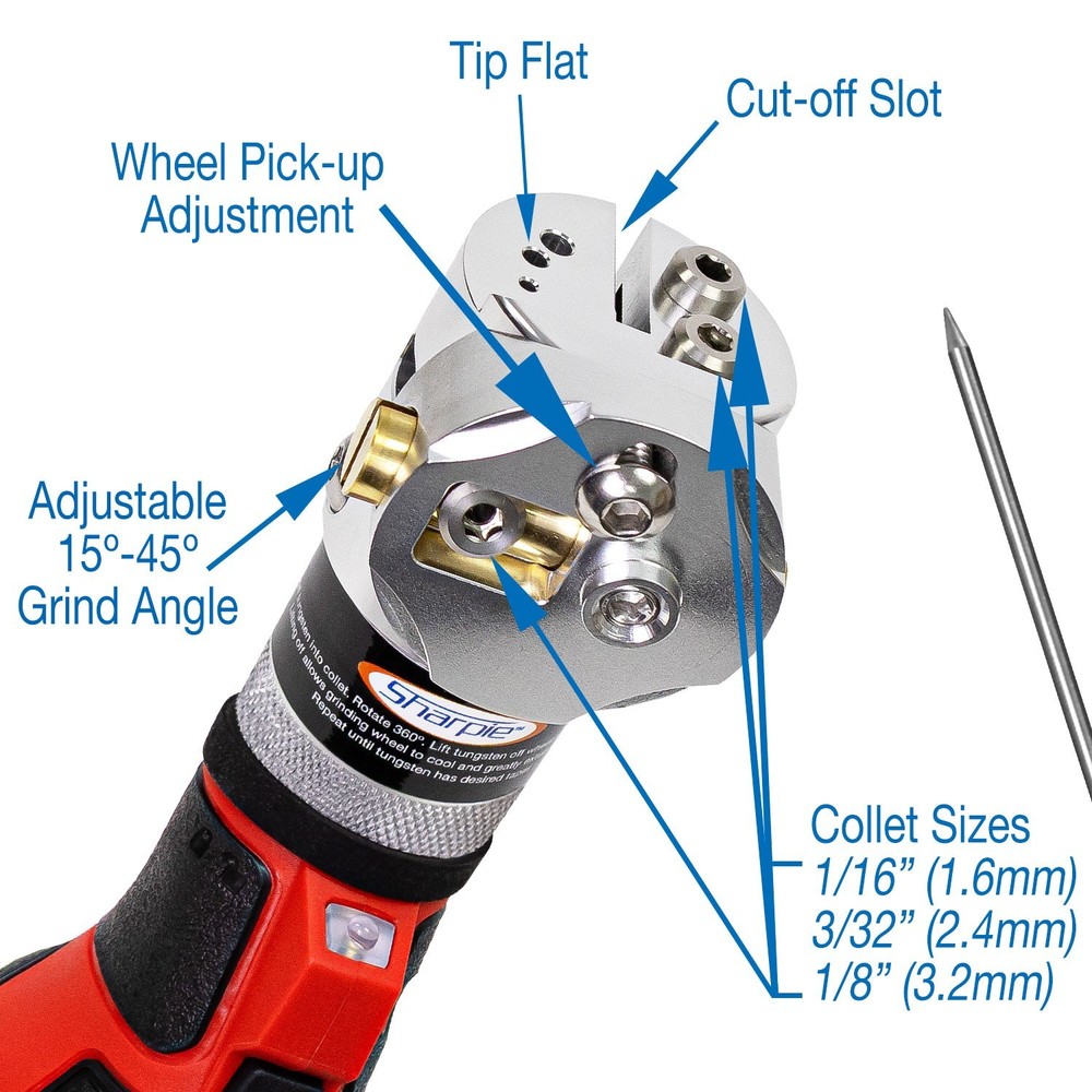 Cordless Sharpie DX™ Tungsten Grinder Adjustable 15°- 45°