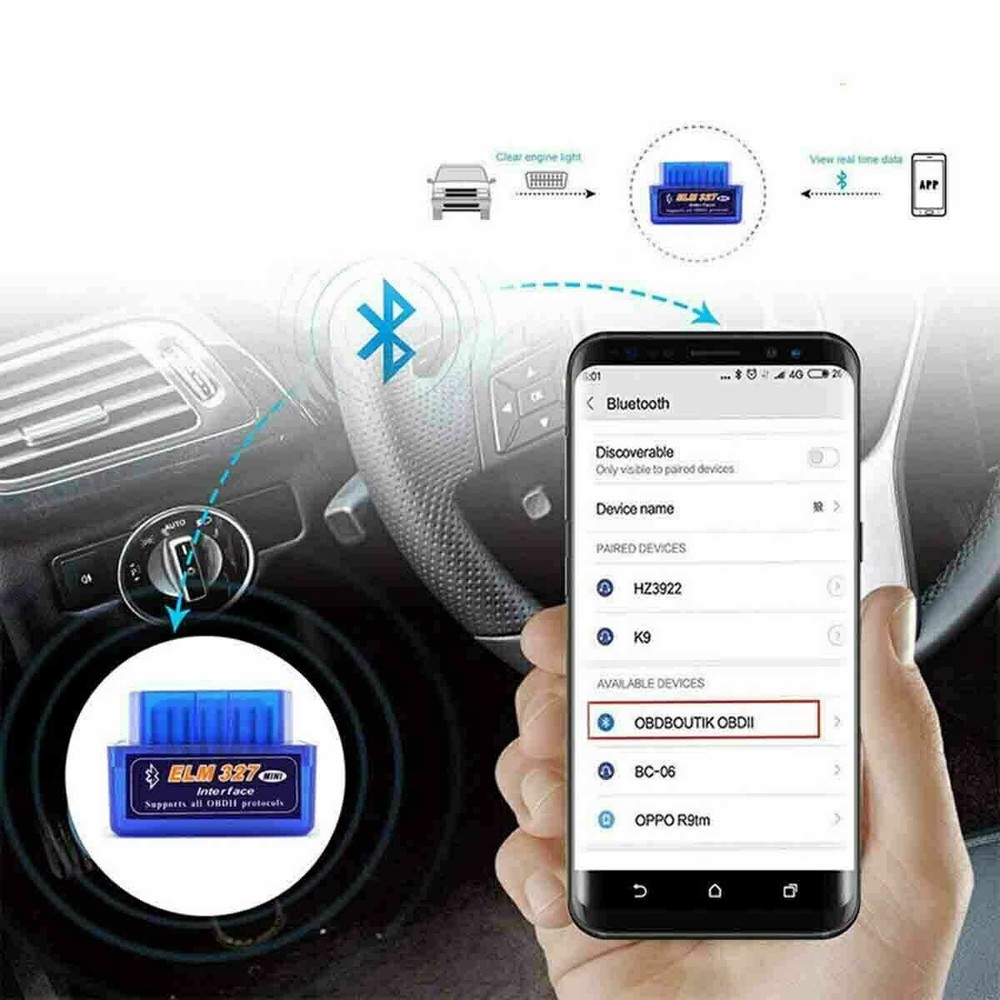 ELM327 OBD2 Code Reader Bluetooth Auto Interface Adapter Diagnostic Tool Scanner