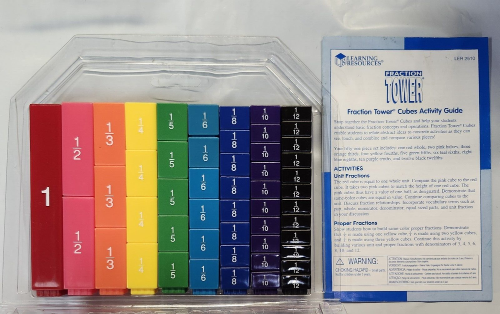 Learning Resources Set/51 Fraction Tower Cubes (LER 2510) + Activity Guide VG