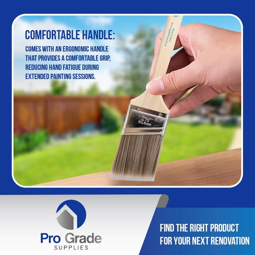 Pro Grade - Paint Brushes - 12Ea 2.5" Angle Brushes 12Ea 2.5A