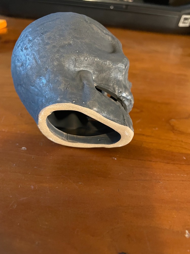NIB Ceramic Human Skull for Firepit Fireplace Halloween