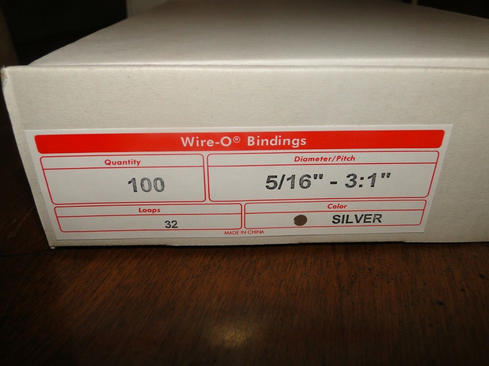 5/16" diameter 3:1" pitch Silver Wire-O Bindings 32 Loop 100 Quantity