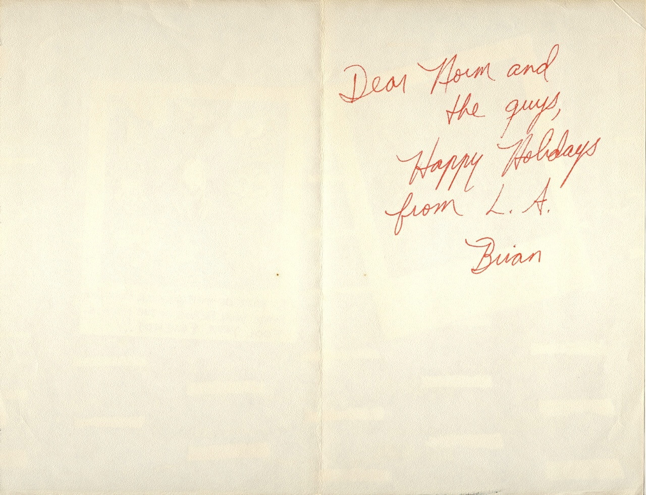 1980 ALICE COOPER CHRISTMAS CARD Signed BRIAN "RENFIELD" NELSON w/ POSTMARK