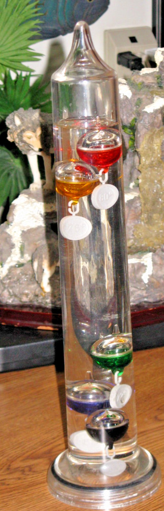 GALILEO MULTICOLOR FLOATING SPHERE’s 13" TALL THERMOMETER