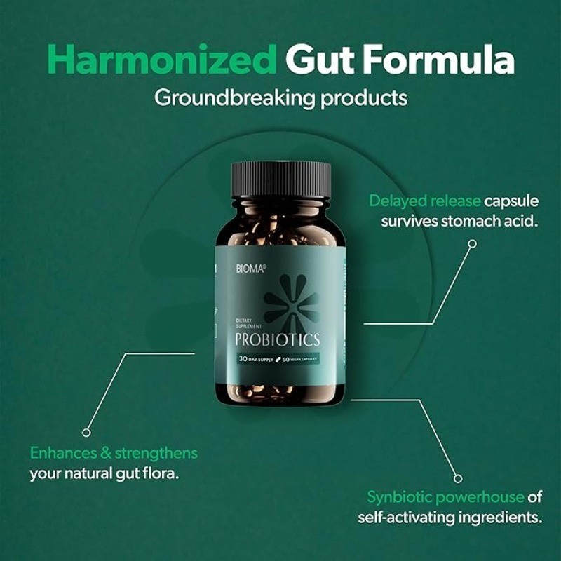 2 Pack BIOMA Probiotics Digestive Health Gut Support for Men & Women 60 Capsules