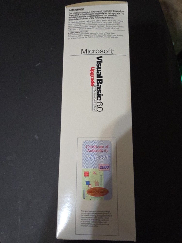 Microsoft Visual Basic 6.0 Professional 6 Upgrade