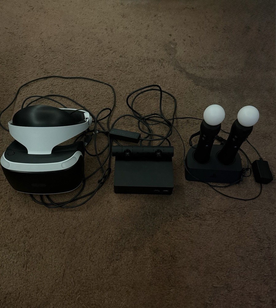 Sony PlayStation VR Headset Bundle Black White with Camera & Move Controllers