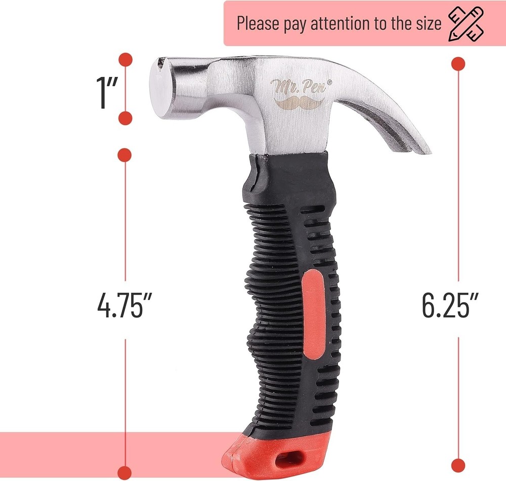 Compact 8oz Stubby Claw Hammer with Non-Slip Grip - Perfect for DIY Projects
