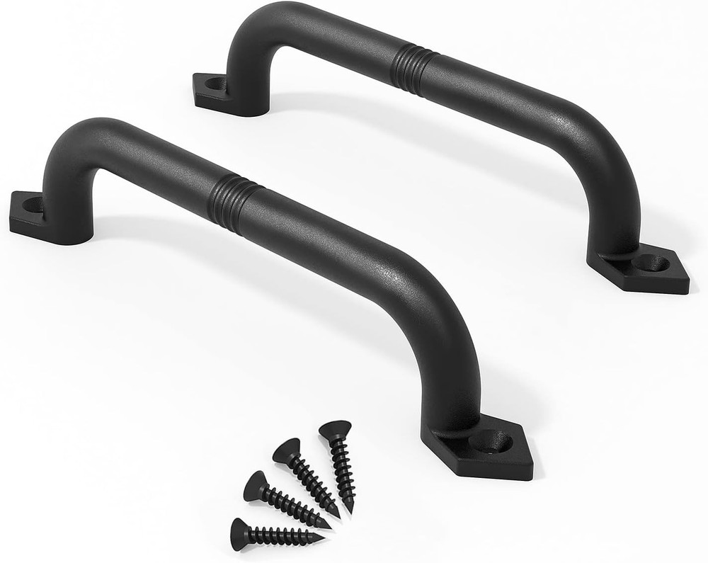 2PCS 10" Barn Door Pull Handles Rustic Black Cast Iron Gate Grab Easy InstallA