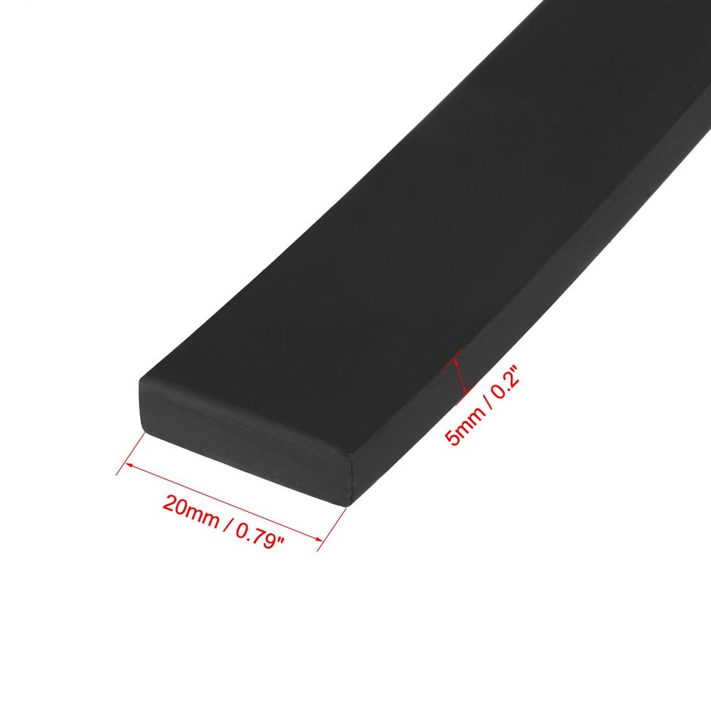 Solid Rectangle Rubber Seal Strip 20mm Wide 5mm Thick 100mm Length Black