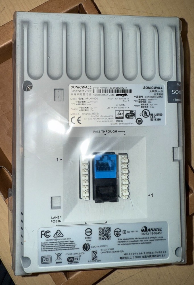 SonicWall SonicWave 224W Wireless Access Point APL45-0D0 01-SSC-2127