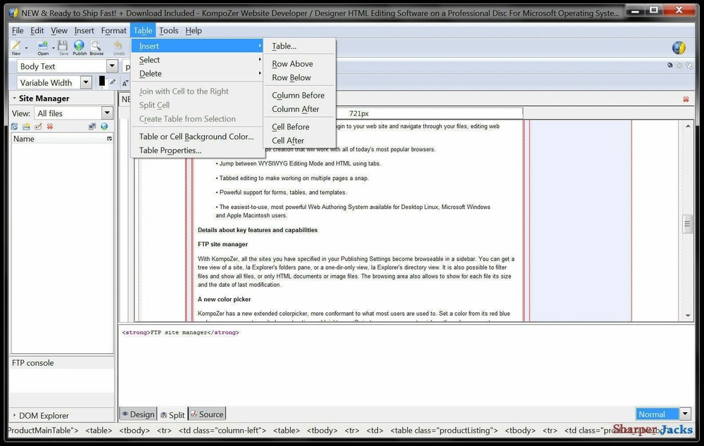 KompoZer Website Developer / Designer HTML Editing Software for Windows on USB