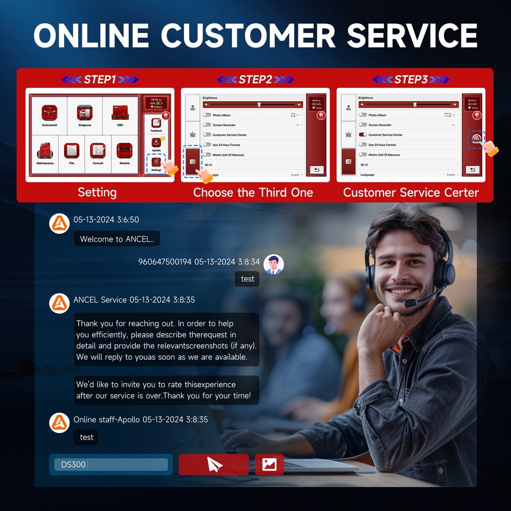 ANCEL DS300 Car OBD2 Scanner All System Auto Diagnostic Tool KEY Coding 28+Reset