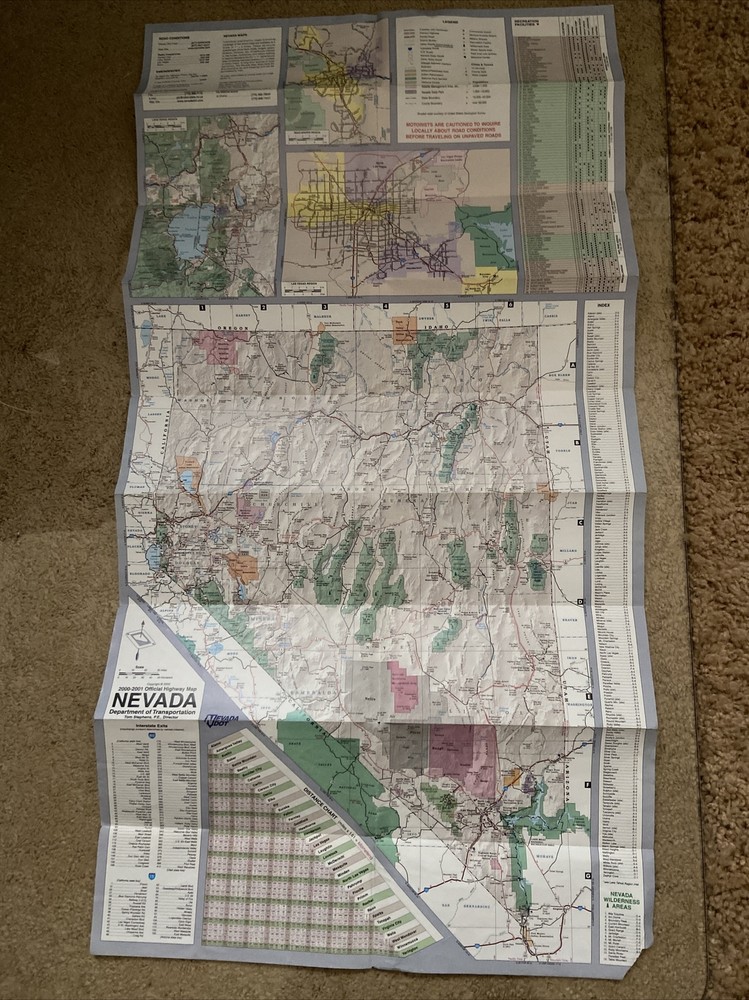 Original Nevada 2000-2001 0fficial State Map Used