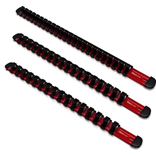 Olsa Tools 3 Pc Set Aluminum Socket Organizer with Assorted Sizes , Colors
