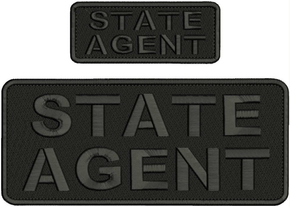 STATE AGENT embroidery patch 4X10 and 2x5 hook ON BACK BLACK