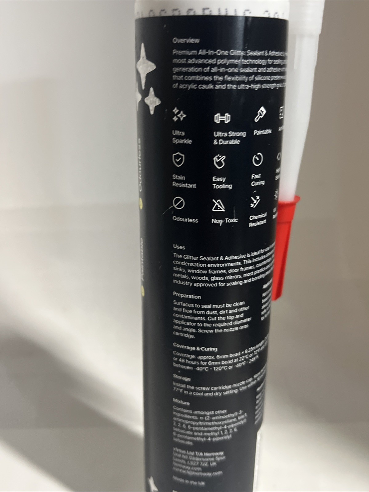 Hemway Glitter Sealant & Adhesive Transparent Silver Holographic 290ml Caulk