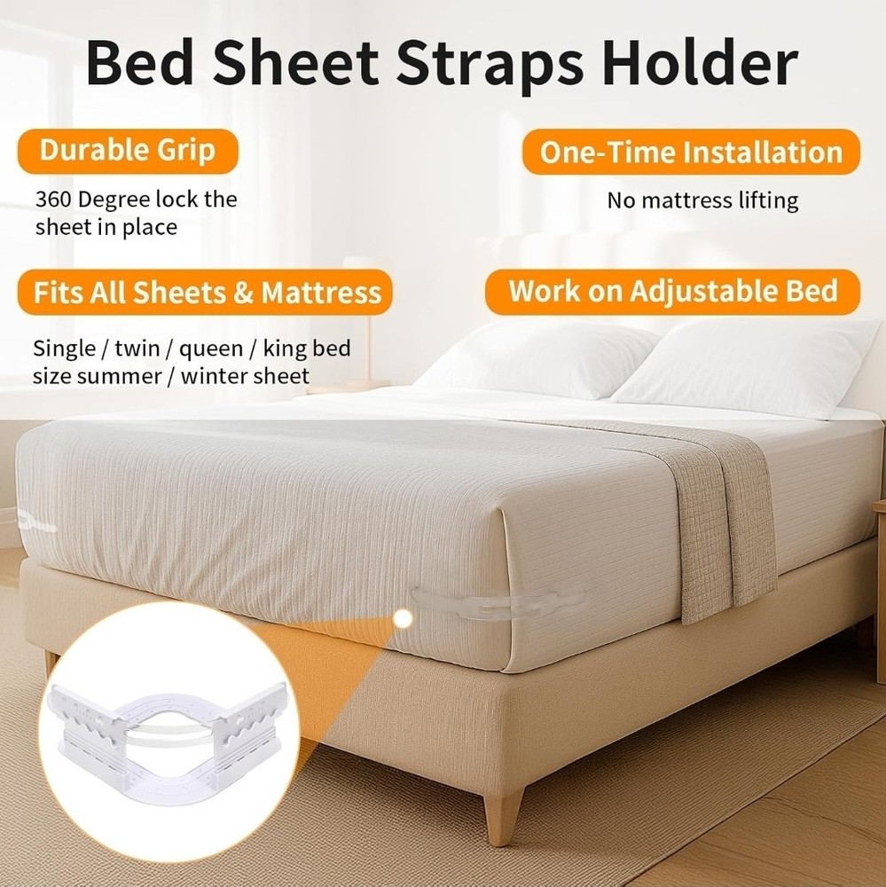 breakdark Bed Sheet Holders for Corners, Adjustable Lock Sheet Holders,...