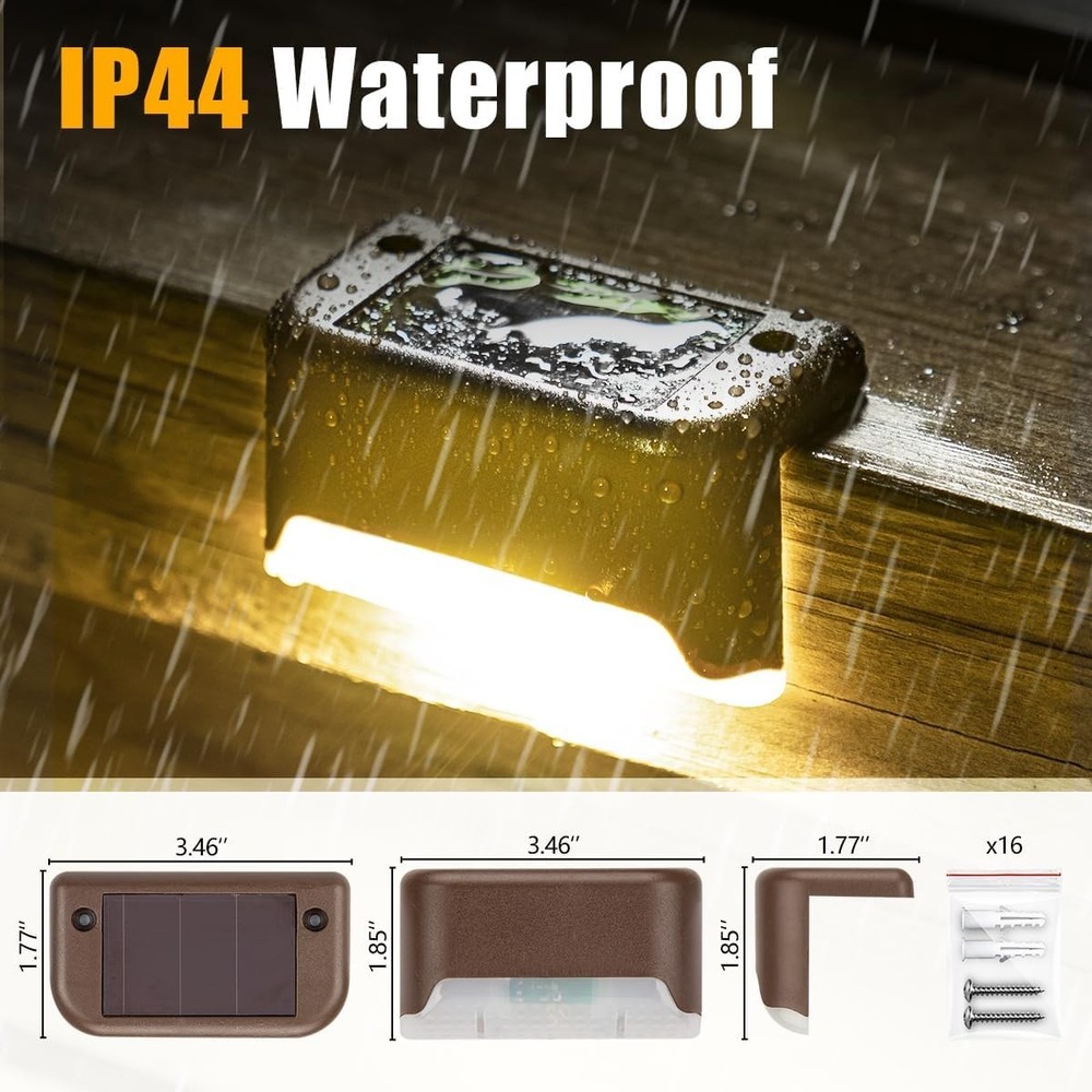 SOLPEX 16 Pack Solar Deck Lights Outdoor Waterproof Step Fence