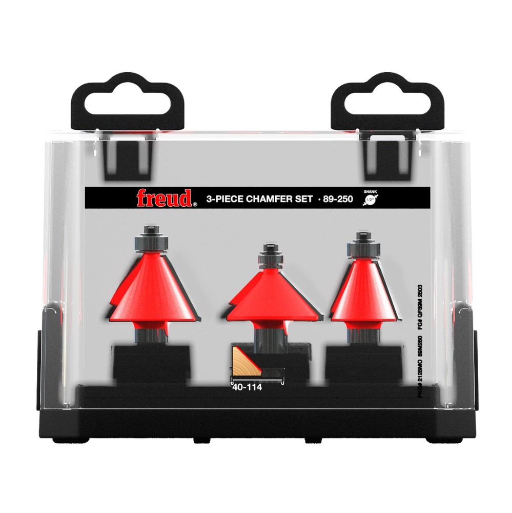 Freud 89-250 3Piece Chamfer Bit Set, Multi, One Size