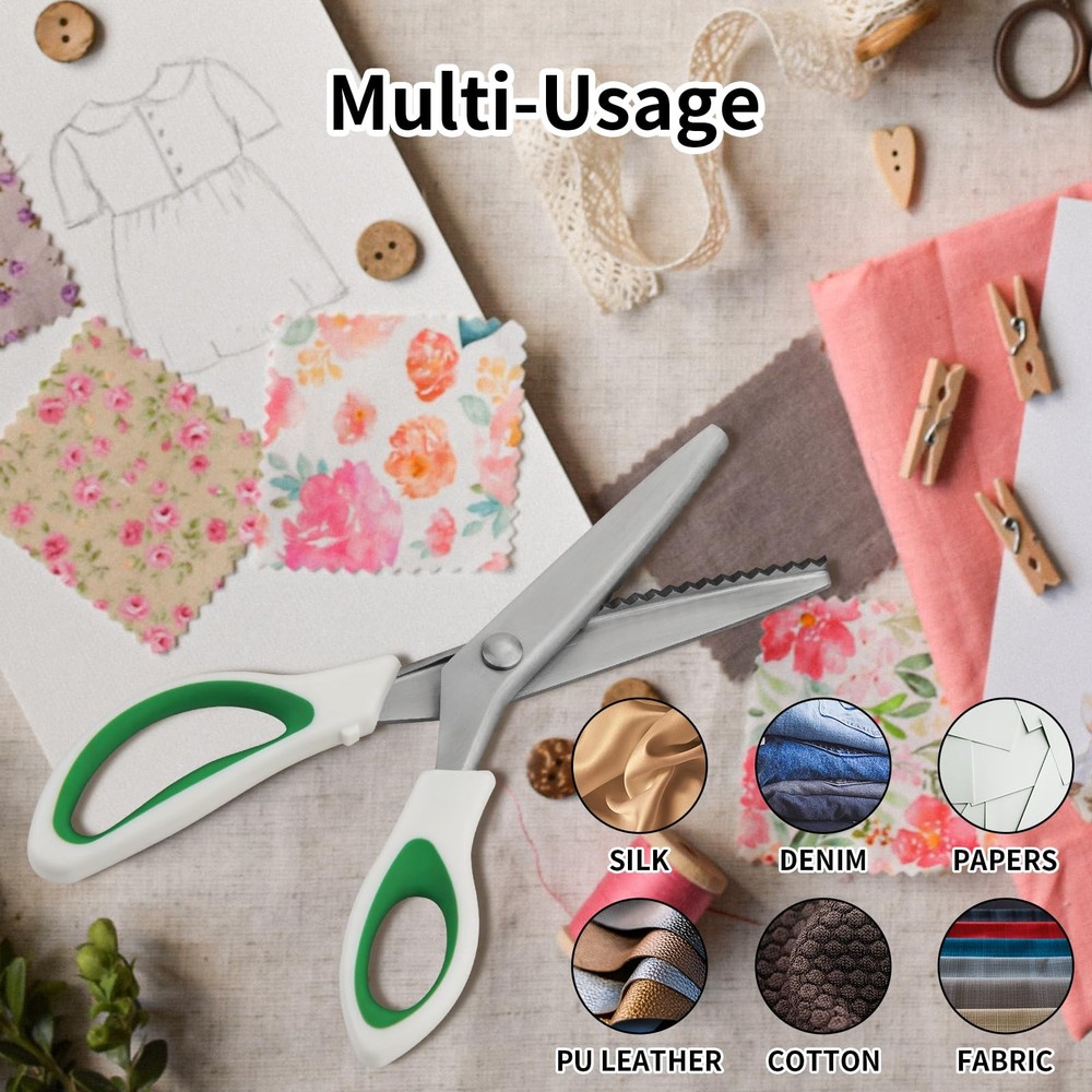 Fri4Free Pinking Shears, 9" Zig Zag Craft Scissors Decorative Edge, Pinking S...