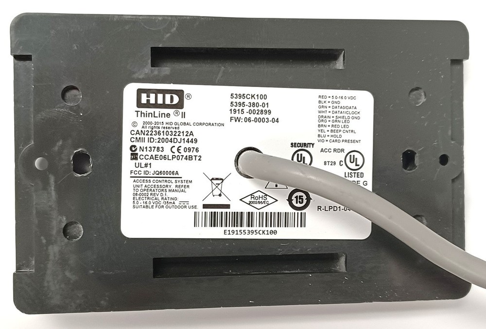 HID 5395CK100 ThinLine II Wall Switch Reader, Black or Gray, Used.