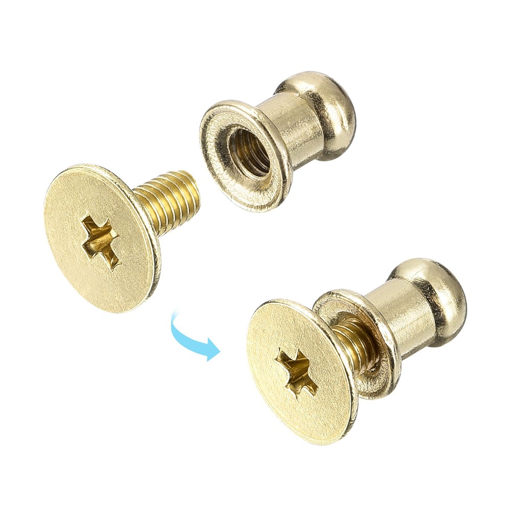 5mm Ball Head Stud Rivets Screw Back, 20Pack Round Head Button, Light Golden