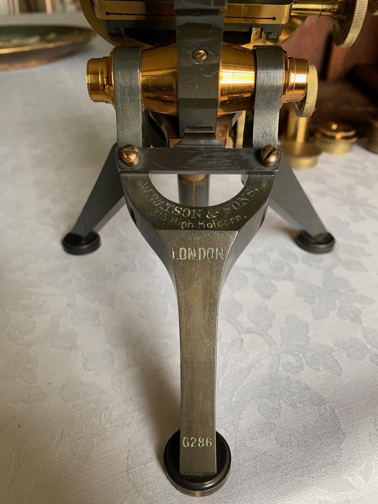 Antique W. Watson & Sons "Royal" Mono/Binocular Brass Microscope - c1901, Cased