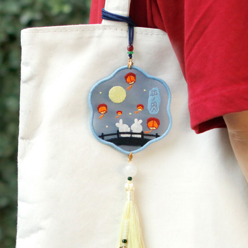 Handmade Embroidered Amulet Needlework Easy Embroidery Material Kit Pendant DIY