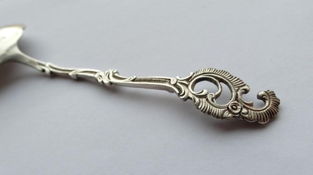 Rococo Spoon/ Serving Spoon, Adam Manns & Son, 800 Silver, around 1900 E438