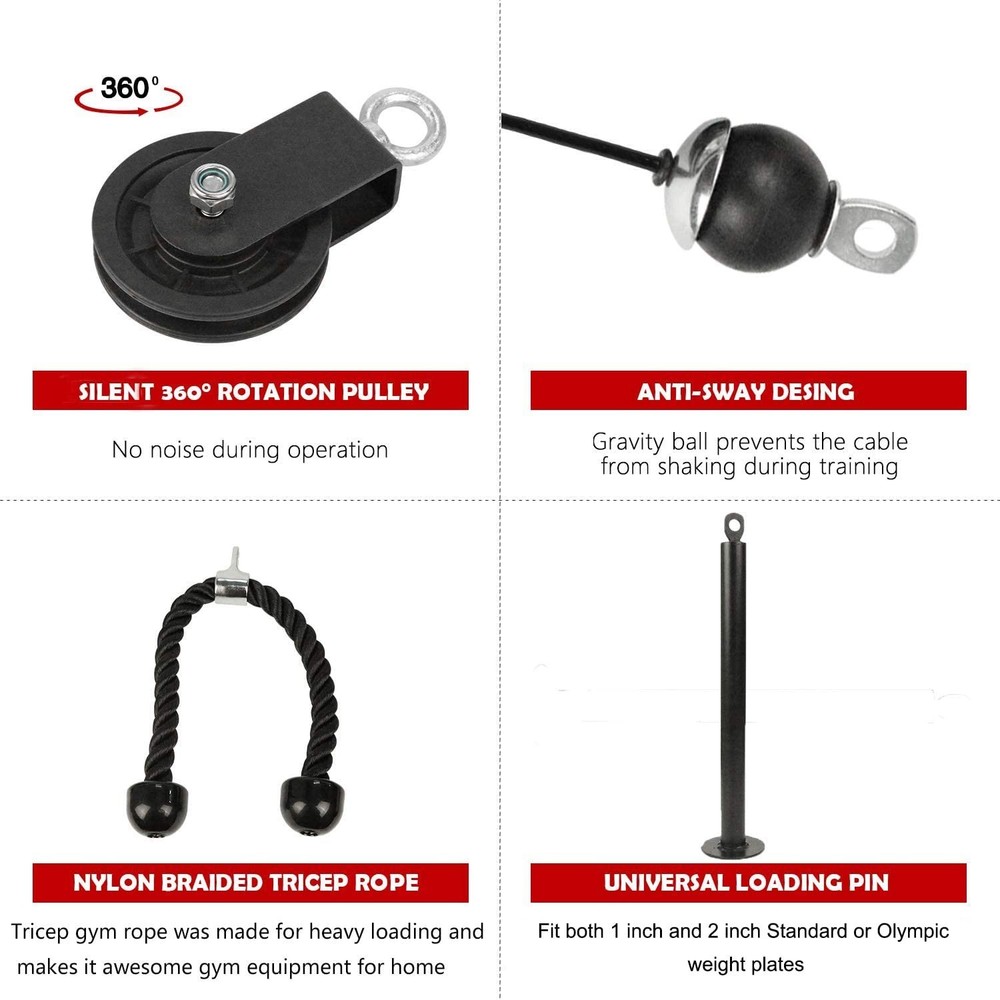 LFJ LAT Pull Down and Lift Weight Pulley System Cable Machine Pulley Attachme...
