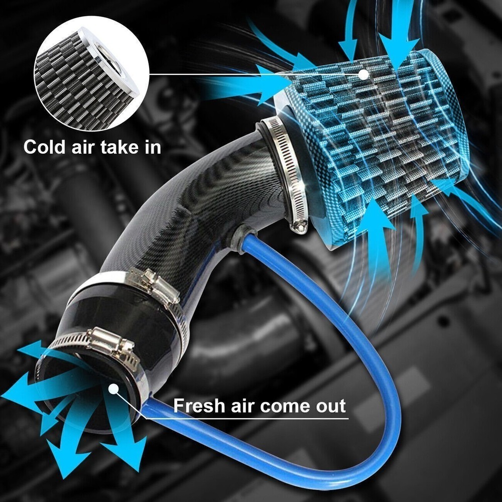 3" Car Cold Air Intake Filter Induction Kit Pipe Power Flow Hose System 76mm