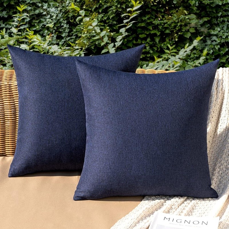 Waterproof Polyester Pillow Covers Solid Cushion Cases Zipper Indoor Outdoor Use