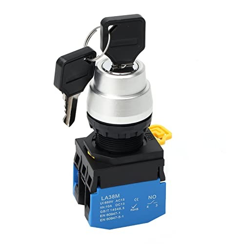 22mm Key Switch 2NO Latching Rotary Key Switch 10A 660V 3 Position Maintained