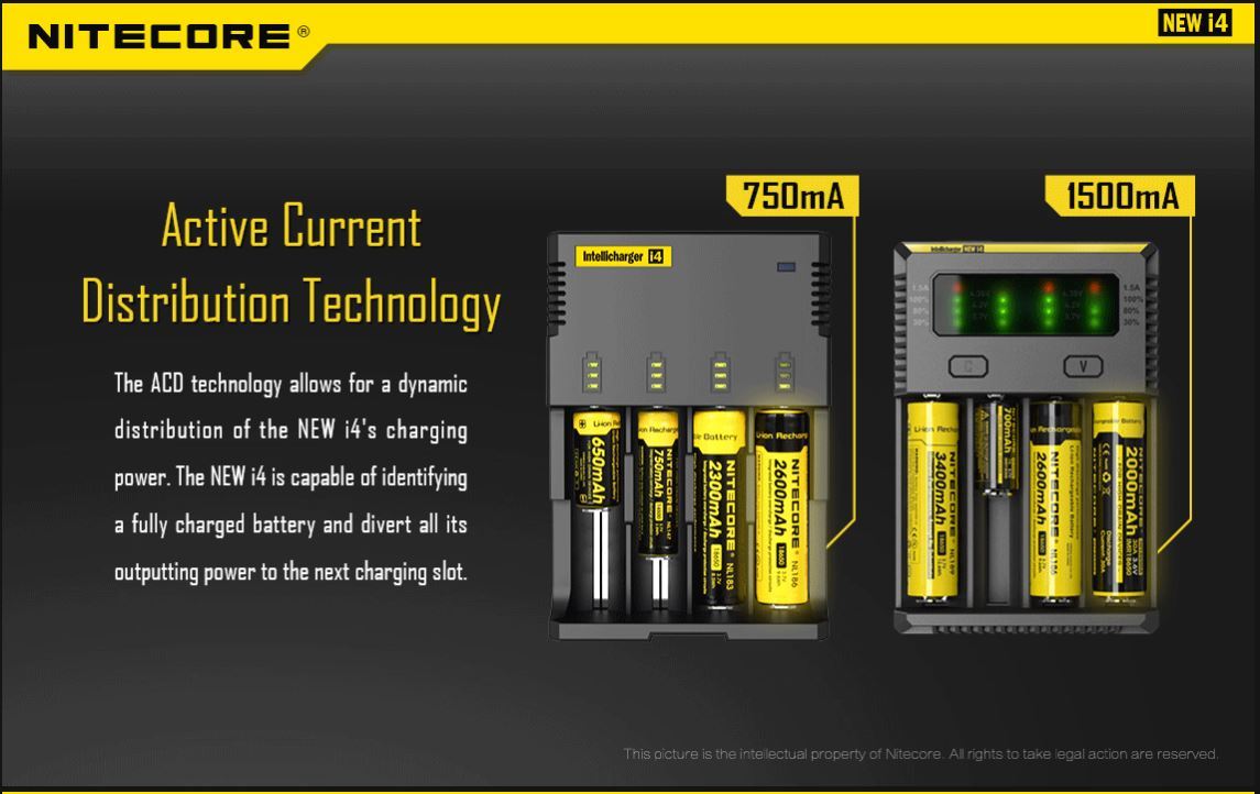 Nitecore i4 Intellicharger Universal Li-ion Ni-MH Ni-Cd Battery Charger 1.5v 3.7